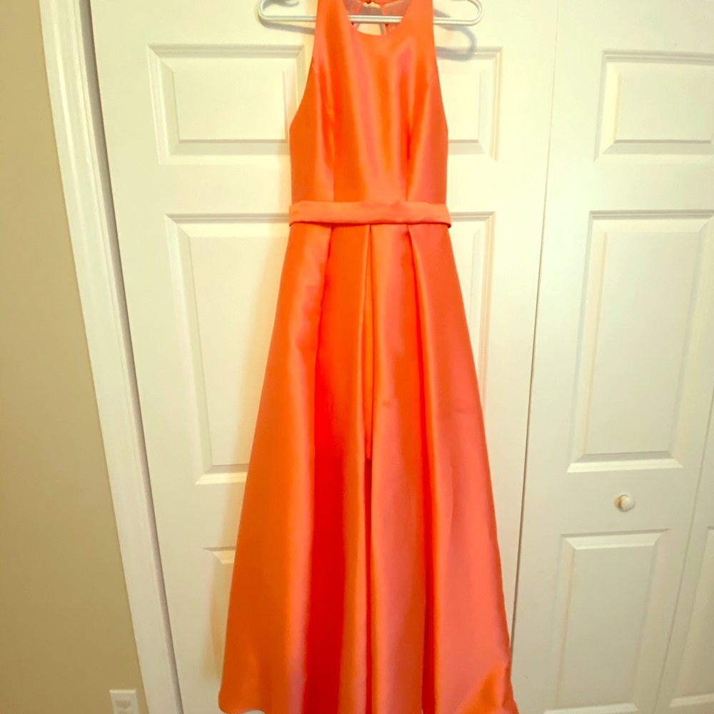 Mikado Floor length gown in Coral Reef